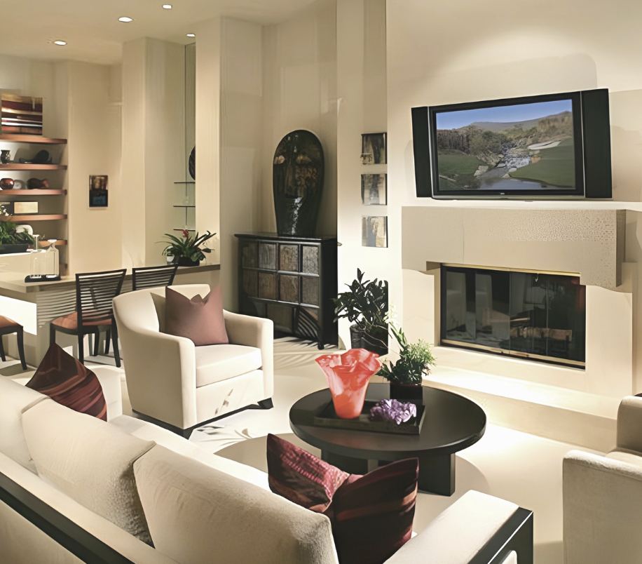 Great room with custom millwork